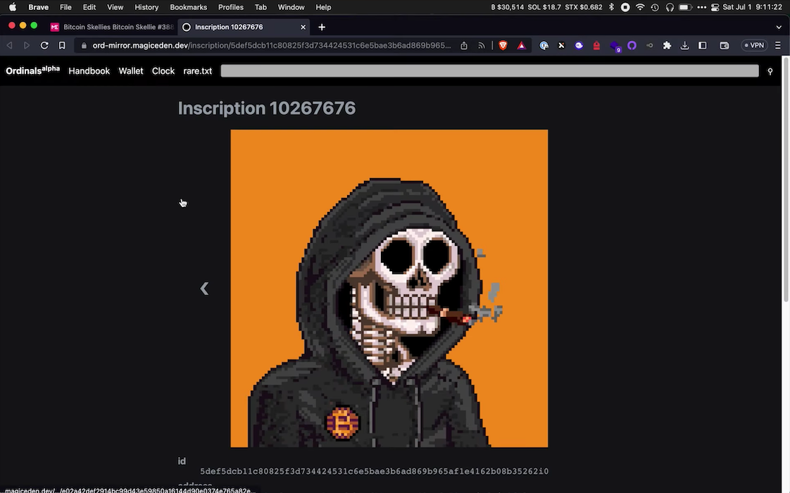 Extract ordinal inscription from taproot witness data
